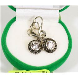 22) CUBIC ZIRCONIA MARCASITE LEVER BACK EARRINGS