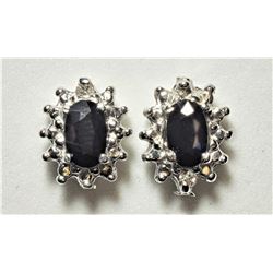 26) 14K GOLD SAPPHIRE & DIAMOND EARRINGS