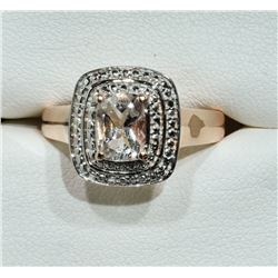 43) ROSE GOLD PLATED RING WITH GENUINE MORGANITE