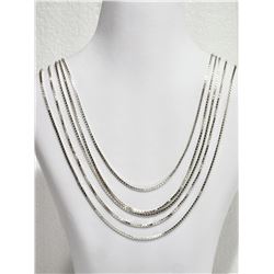 45) LOT OF 5 STERLING SILVER BOX CHAINS