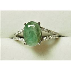 46) STERLING SILVER EMERALD RING