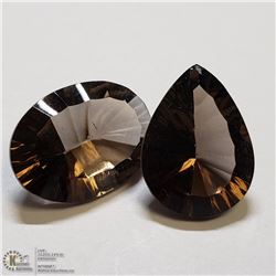 328) 2 GENUINE SMOKY QUARTZ, 1 OVAL AND 1 PEAR,