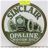 Image 1 : SINCLAIR PALINE MOTOR OIL ROUND METAL, SIGN 12"