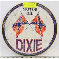 DIXIE MOTOR OIL ROUND METAL SIGN 12"