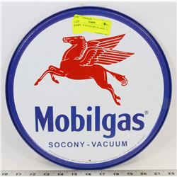 MOBILGAS ROUND METAL SIGN, 12"