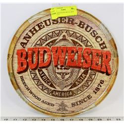 BUDWEISER ROUND METAL SIGN APPROX 12"