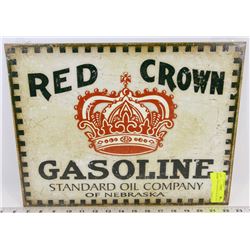 RED CROWN GASOLINE METAL SIGN.