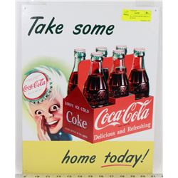 COCA COLA 6PACK RETRO REPLICA METAL AD SIGN