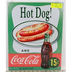 15 CENT COCA COLA & HOT DOG RETRO REPLICA AD METAL