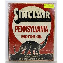 SINCLAIR PENNSYLVANIA MOTOR OIL METAL SIGN.
