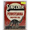 Image 1 : SINCLAIR PENNSYLVANIA MOTOR OIL METAL SIGN.