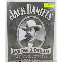 JACK DANIELS METAL BLACK & WHITE SIGN.