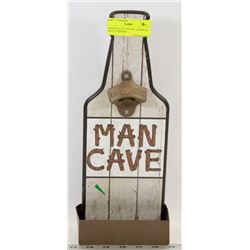 NEW MAN CAVE WOOD  AND METAL BOTTLE OPENER