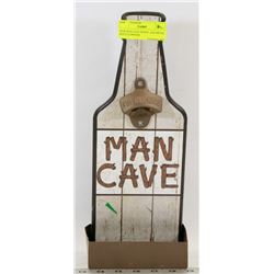 NEW MAN CAVE WOOD  AND METAL BOTTLE OPENER