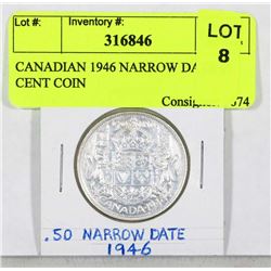 CANADIAN 1946 NARROW DATE 50 CENT COIN