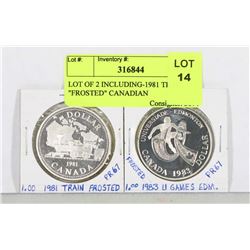 LOT OF 2 COINS INCL 1981 TRAIN "FROSTED" CANADIAN
