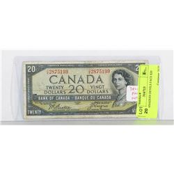 1954 CANADIAN DEVILS FACE $20 BILL