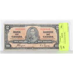 1937 CANADIAN $2 BILL.