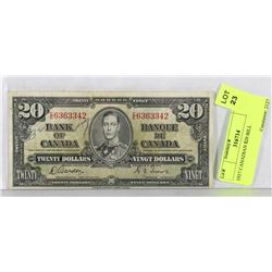 1937 CANADIAN $20 BILL
