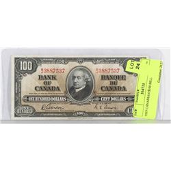 1937 CANADIAN $100 BILL.
