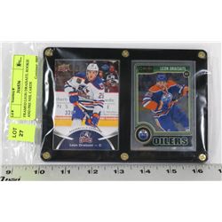 FRAMED LEON DRAISAITL ROOKIE AND PRE NHL CARDS