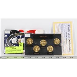1999 US GOLD EDITION QUARTER SET WITH COA.