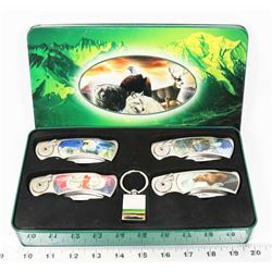 4 WILDLIFE THEMED KNIFE BOXED GIFT SET.