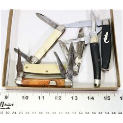 LOT OF 5 VINTAGE POCKET KNIVES.