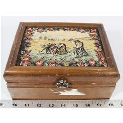 EMBROIDERED WOOD JEWELLERY BOX