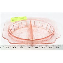 1 DEPRESSION GLASS DIVIDED CANDY DISH