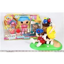 LARGE M&M CANDY DISPENSER & LALALOOPSY LITTLES