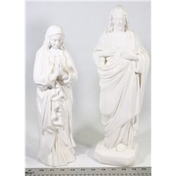 BOX W/JESUS & HOLY MARY CERAMIC