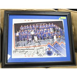 93/94 AUTOGRAPHED OILERS TEAM PICTURE FRAMED