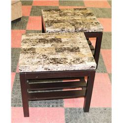 PAIR OF MARBLE TOP SIDE TABLES, 24 X 24 X26