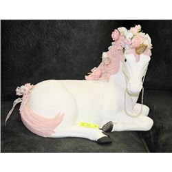 WHITE AND PINK UNICORN FIGURE