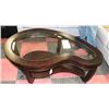 Image 1 : KIDNEY BEAN SHAPED GLASS TOP COFFEE TABLE