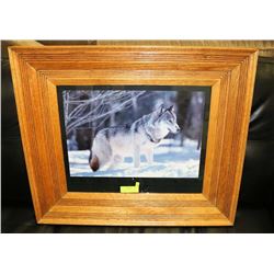 WOOD FRAMED WOLF PICTURE "SPIRIT OF THE