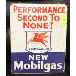 MOBILGAS OIL COMPANY METAL RETRO REPLICA SIGN.