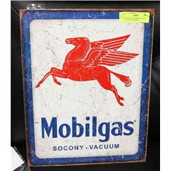 MOBILGAS OIL COMPANY METAL RETRO REPLICA SIGN.