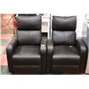 Image 1 : PAIR OF DARK BROWN LEATHERETTE RECLINING CHAIRS