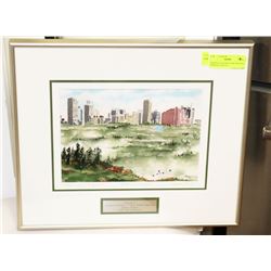ORIGINAL WATER COLOR PAINTING, EDMONTON SKYLINE