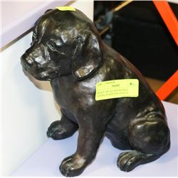 HEAVY 1983 AUSTIN SIGNED, SITTING BLACK DOG STATUE