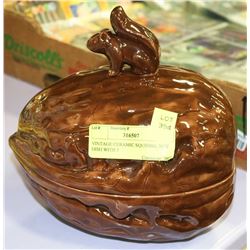 VINTAGE CERAMIC SQUIRREL NUT DISH WITH 3