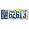 Image 1 : 1918 VINTAGE ONTARIO LICENSE PLATE