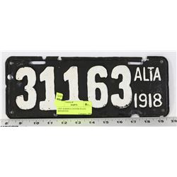 1918  ALBERTA LICENSE PLATE REPAINTED