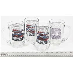 LOT OF 4 2016 GLASS BEER STEIN MUGS