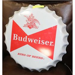 BUDWEISER METAL BOTTLE CAP SIGN.