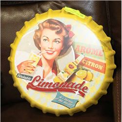 RETRO REPLICA LIMONADE METAL BOTTLE CAP SIGN
