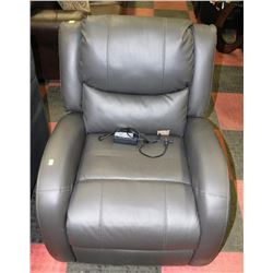 GREY LEATHER POWER RECLINING CHAIR