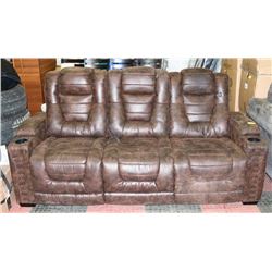 RUSTIC LEATHER ELECTRIC RECLINING 82" SOFA